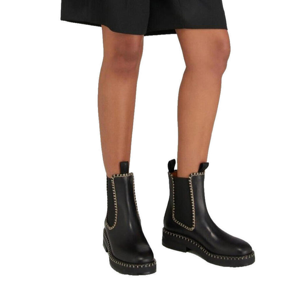 Chloe Women's Size EU 38 US8 Black Noua Chelsea Boots Leather Ankle Boot $1500